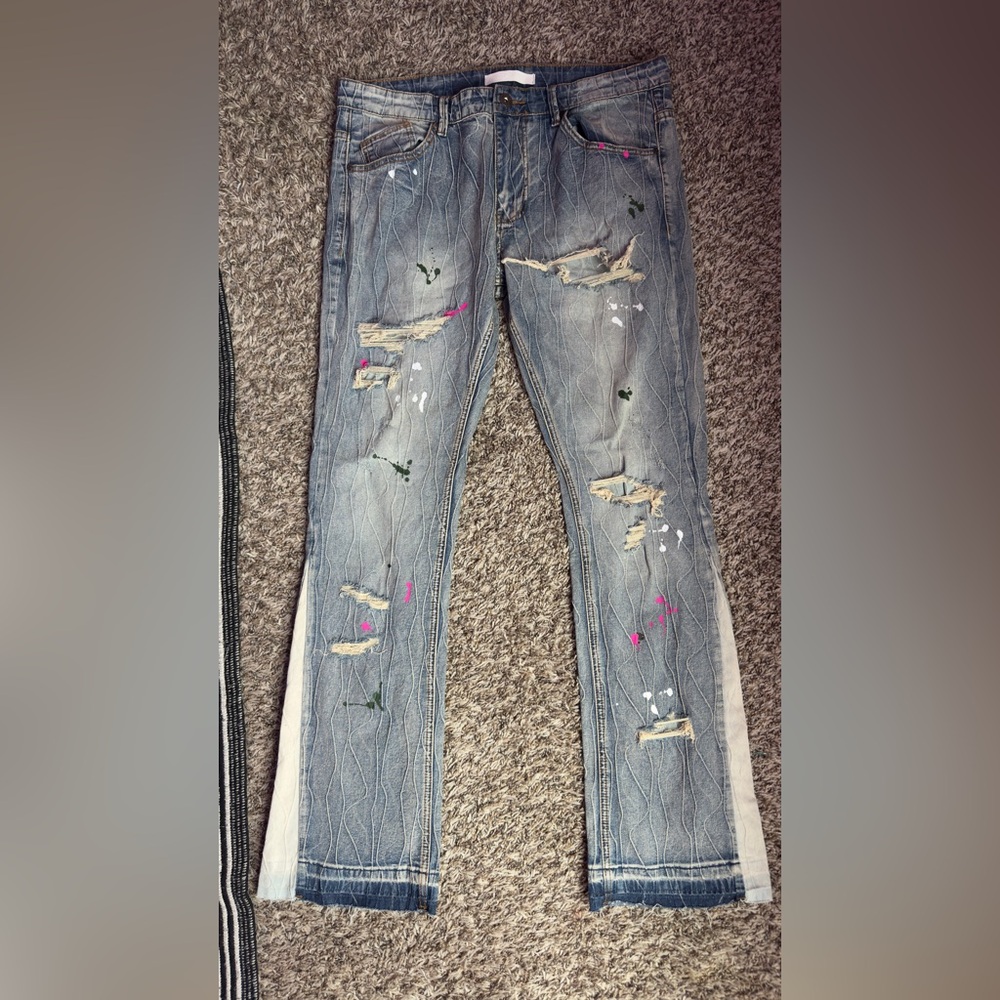 Stylish Distressed Blue Jeans